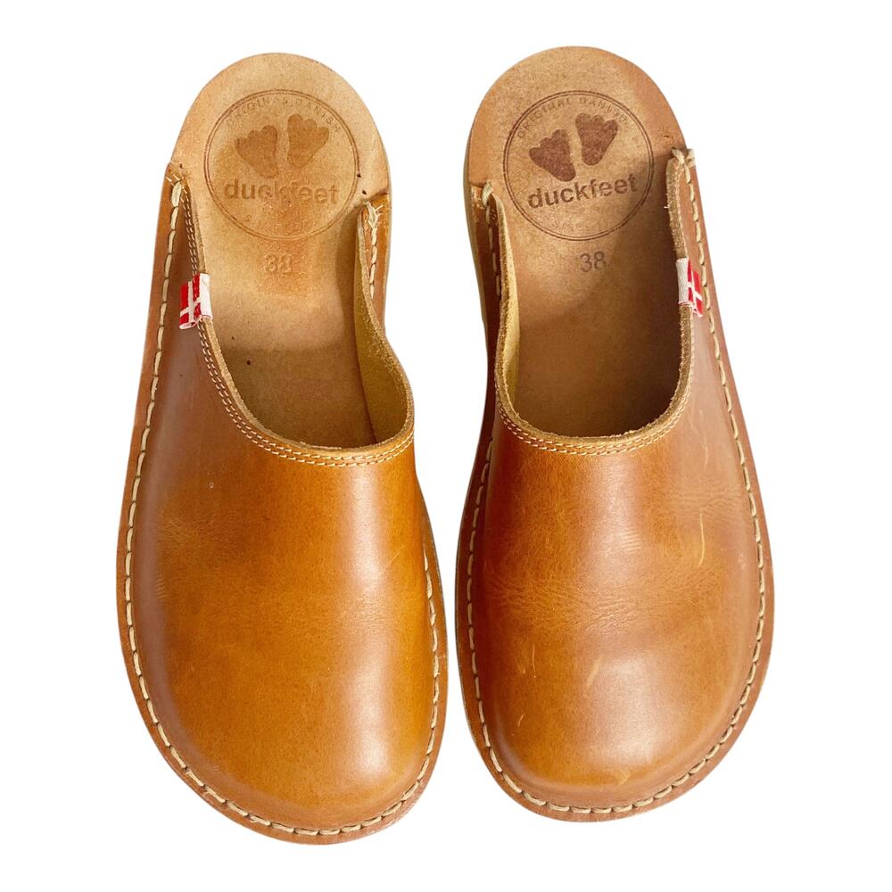 Duck feet Blavand Leather Slip On Clogs 8